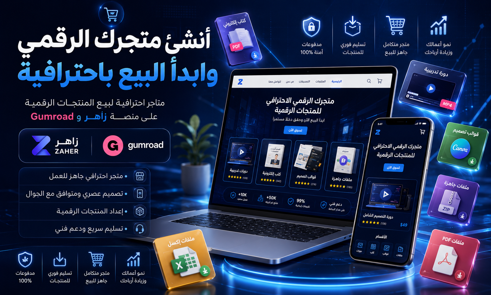 سأصمم لك متجرًا رقميًا احترافيًا لبيع منتجاتك الرقمية